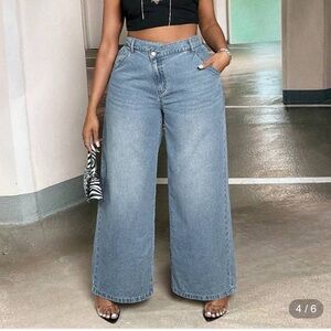 SHEIN Blue Wide Leg Jeans